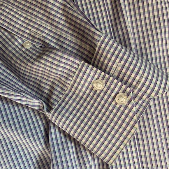 Hudson Room Slim Fit 80's Two Ply Mens Dress Shirt Check White/Purple Sz 15 - Picture 4 of 5